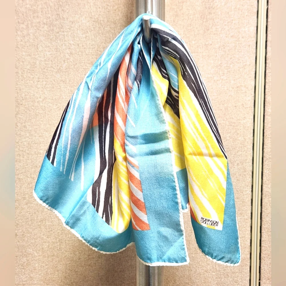 Robinson Golluber Abstract Stripe Silk Neck Scarf